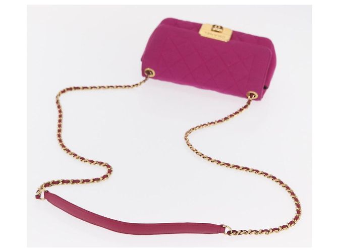 CHANEL Borsa a Spalla Matelassé Catena Cotone Rosa Oro CC Auth bs32986 D'oro - vista 8