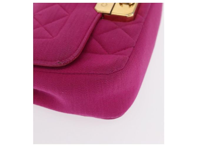CHANEL Borsa a Spalla Matelassé Catena Cotone Rosa Oro CC Auth bs32986 D'oro - vista 9