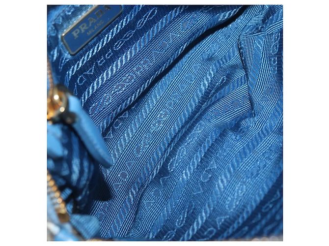 Pochette Prada in Cotone Azzurro Chiaro Oro Auth 163486 D'oro Blu chiaro - vista 10