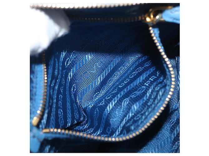 Pochette Prada in Cotone Azzurro Chiaro Oro Auth 163486 D'oro Blu chiaro - vista 11