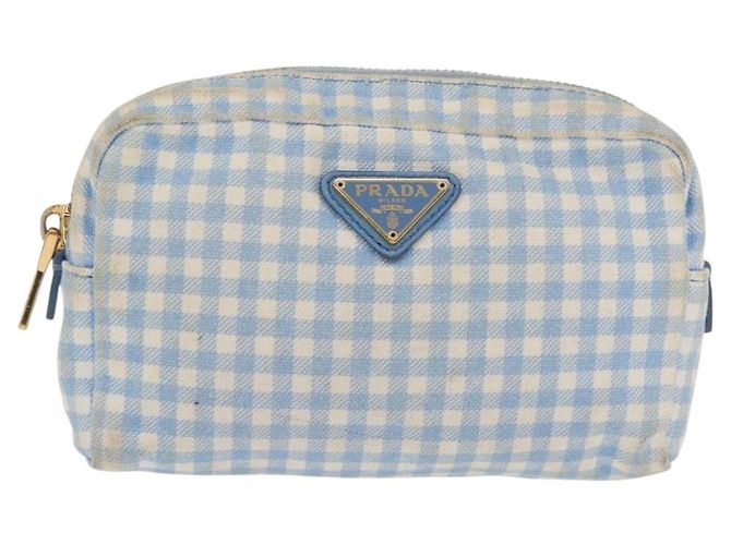 Pochette Prada in Cotone Azzurro Chiaro Oro Auth 163486 D'oro Blu chiaro - vista 13