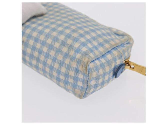 Pochette Prada in Cotone Azzurro Chiaro Oro Auth 163486 D'oro Blu chiaro - vista 16