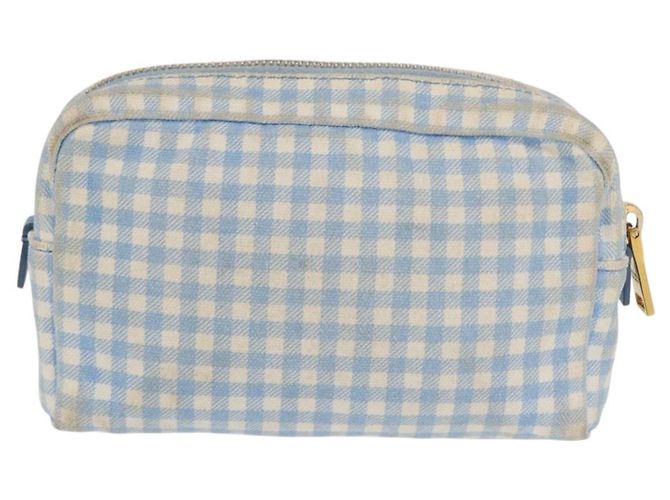 Pochette Prada in Cotone Azzurro Chiaro Oro Auth 163486 D'oro Blu chiaro - vista 2