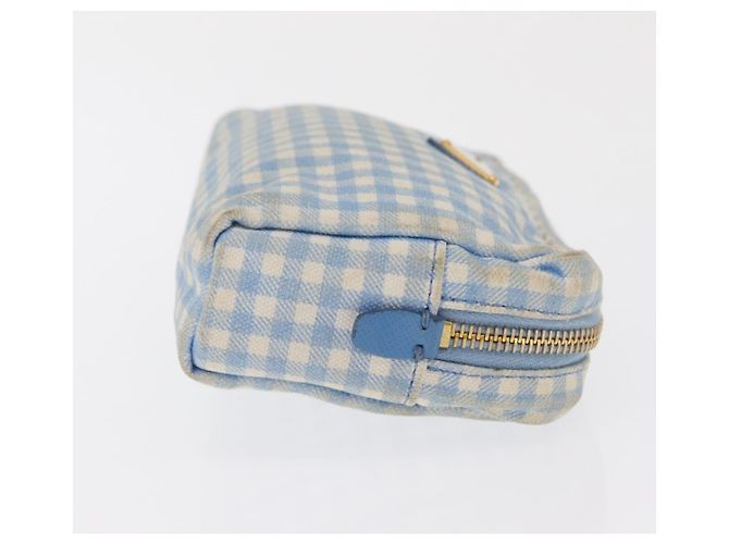 Pochette Prada in Cotone Azzurro Chiaro Oro Auth 163486 D'oro Blu chiaro - vista 3