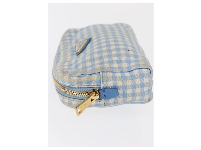 Pochette Prada in Cotone Azzurro Chiaro Oro Auth 163486 D'oro Blu chiaro - vista 4