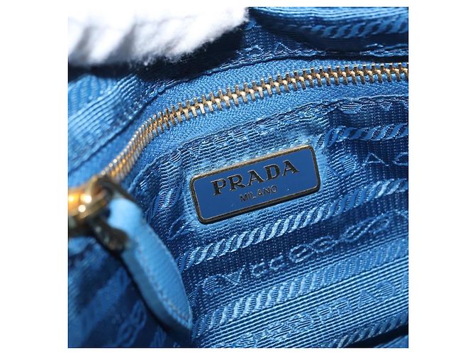 Pochette Prada in Cotone Azzurro Chiaro Oro Auth 163486 D'oro Blu chiaro - vista 9
