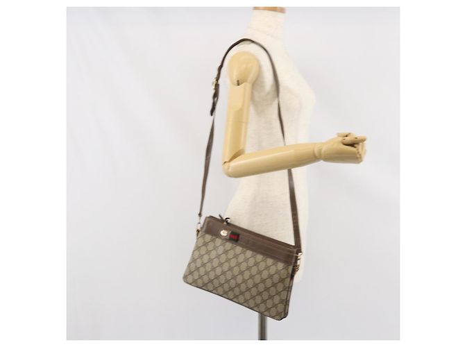 GUCCI GG Supreme Web Sherry Line Tasche aus PVC Beige Gold 96 02 035 Auth 170489 Golden - Ansicht 23