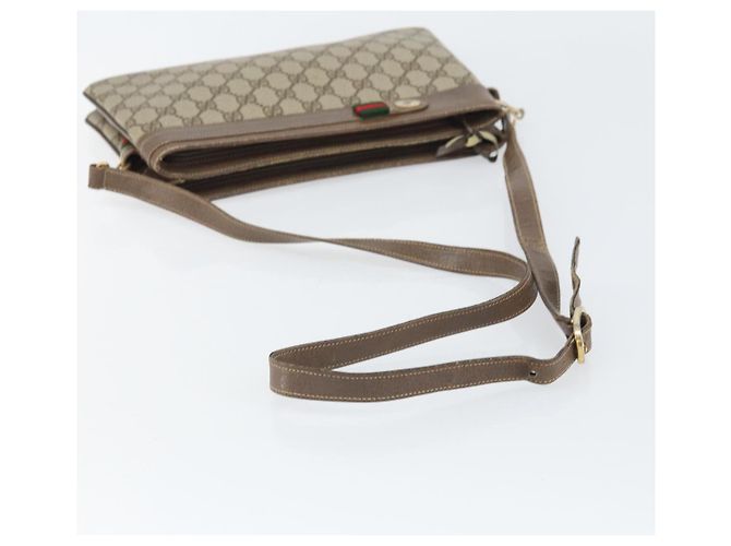 GUCCI GG Supreme Web Sherry Line Tasche aus PVC Beige Gold 96 02 035 Auth 170489 Golden - Ansicht 7