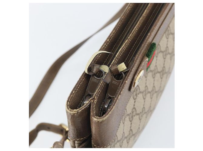 GUCCI GG Supreme Web Sherry Line Tasche aus PVC Beige Gold 96 02 035 Auth 170489 Golden - Ansicht 9
