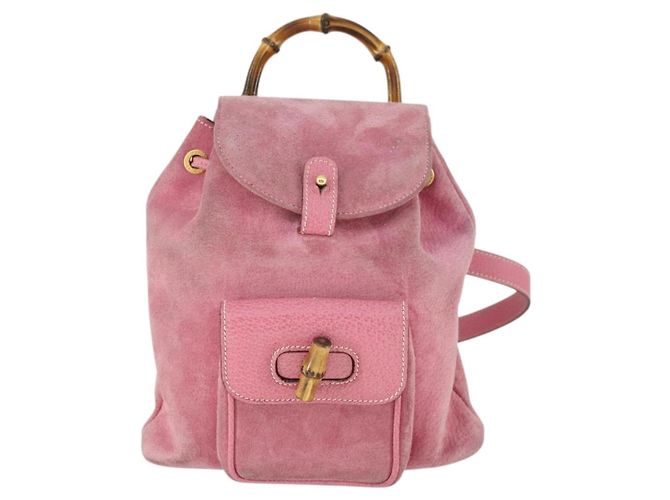Bamboo Zaino in Bambù GUCCI Camoscio Rosa Oro 003 2034 0030 Auth BA9946 D'oro - vista 13
