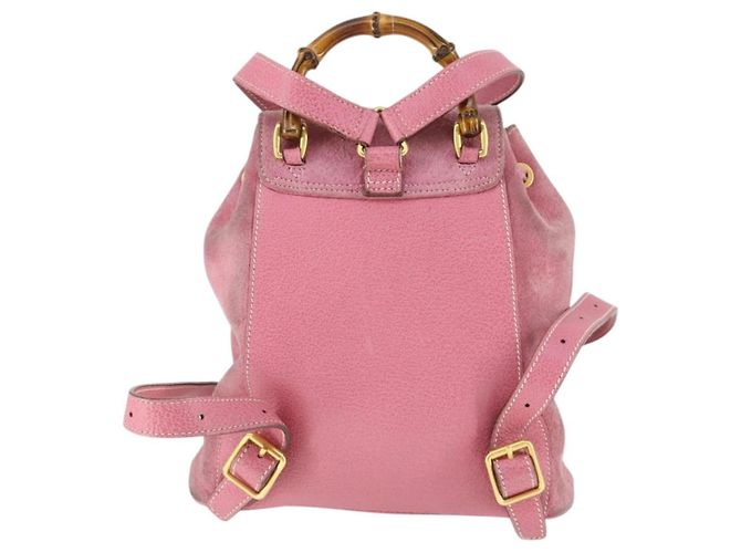 Bamboo Zaino in Bambù GUCCI Camoscio Rosa Oro 003 2034 0030 Auth BA9946 D'oro - vista 2