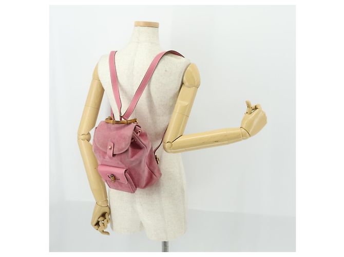 Bamboo Zaino in Bambù GUCCI Camoscio Rosa Oro 003 2034 0030 Auth BA9946 D'oro - vista 28