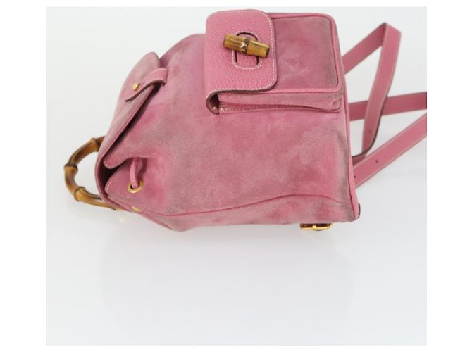Bamboo Zaino in Bambù GUCCI Camoscio Rosa Oro 003 2034 0030 Auth BA9946 D'oro - vista 4