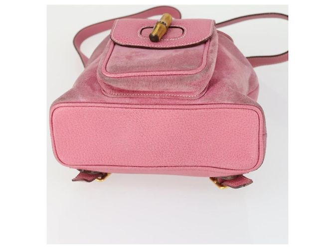 Bamboo Zaino in Bambù GUCCI Camoscio Rosa Oro 003 2034 0030 Auth BA9946 D'oro - vista 5
