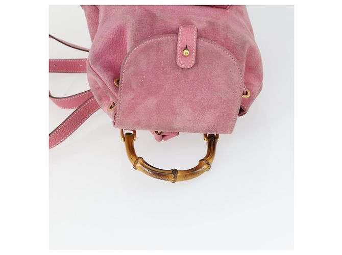 Bamboo Zaino in Bambù GUCCI Camoscio Rosa Oro 003 2034 0030 Auth BA9946 D'oro - vista 6