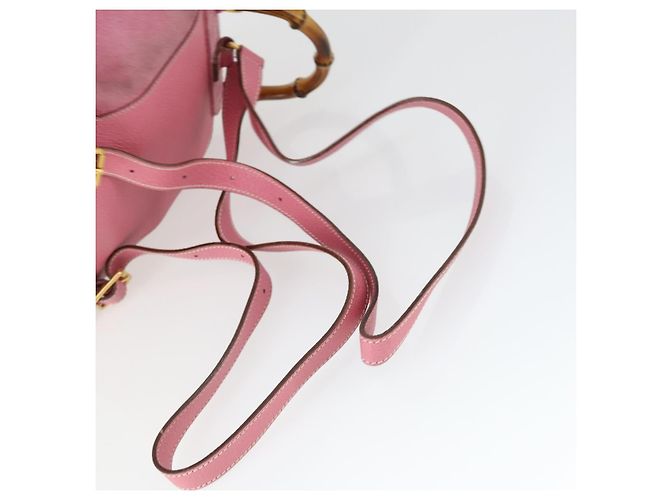 Bamboo Zaino in Bambù GUCCI Camoscio Rosa Oro 003 2034 0030 Auth BA9946 D'oro - vista 8