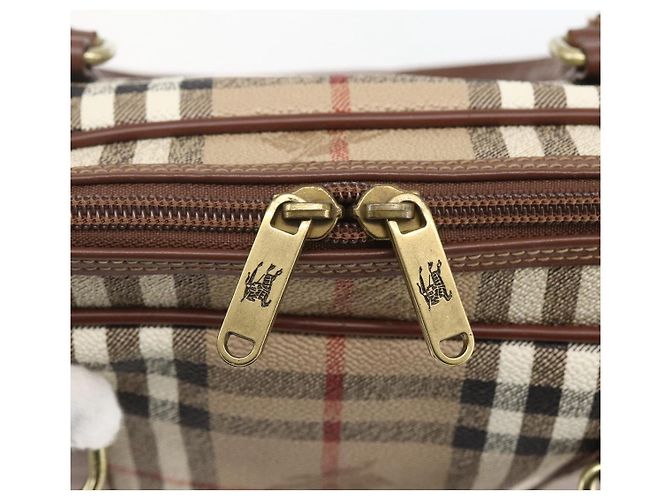 Borsa da lavoro Burberrys Nova Check PVC 2 vie Beige Oro Auth mr1743 D'oro - vista 11