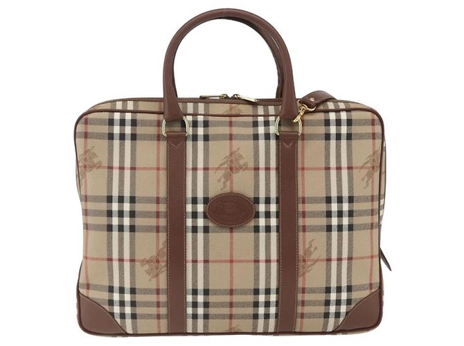 Borsa da lavoro Burberrys Nova Check PVC 2 vie Beige Oro Auth mr1743 D'oro - vista 13