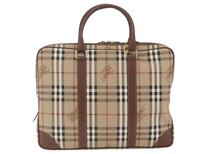 Borsa da lavoro Burberrys Nova Check PVC 2 vie Beige Oro Auth mr1743 D'oro - vista 2