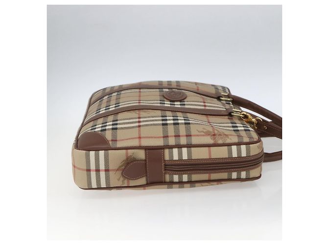 Borsa da lavoro Burberrys Nova Check PVC 2 vie Beige Oro Auth mr1743 D'oro - vista 4