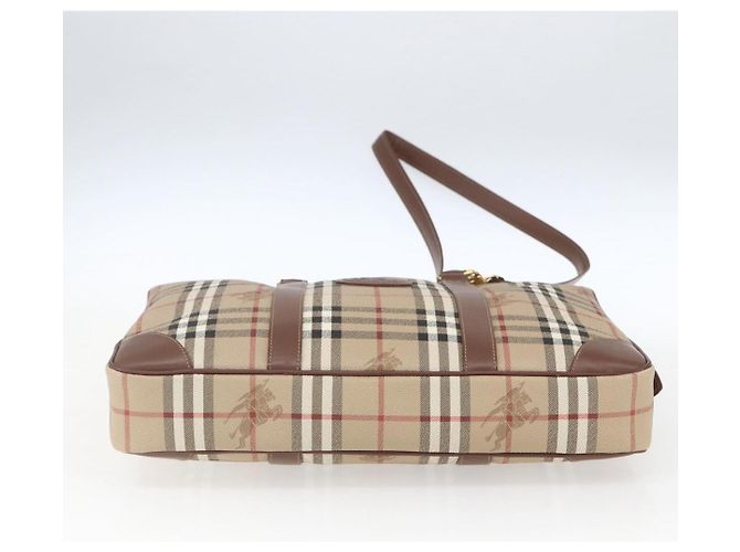 Borsa da lavoro Burberrys Nova Check PVC 2 vie Beige Oro Auth mr1743 D'oro - vista 5