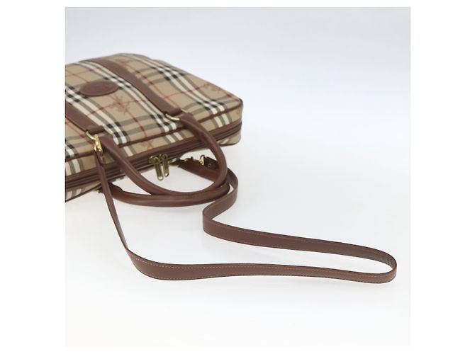 Borsa da lavoro Burberrys Nova Check PVC 2 vie Beige Oro Auth mr1743 D'oro - vista 9
