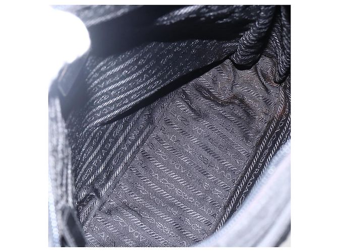 Borsa Tote PRADA Nylon Nero Argento Auth 170248 - vista 10