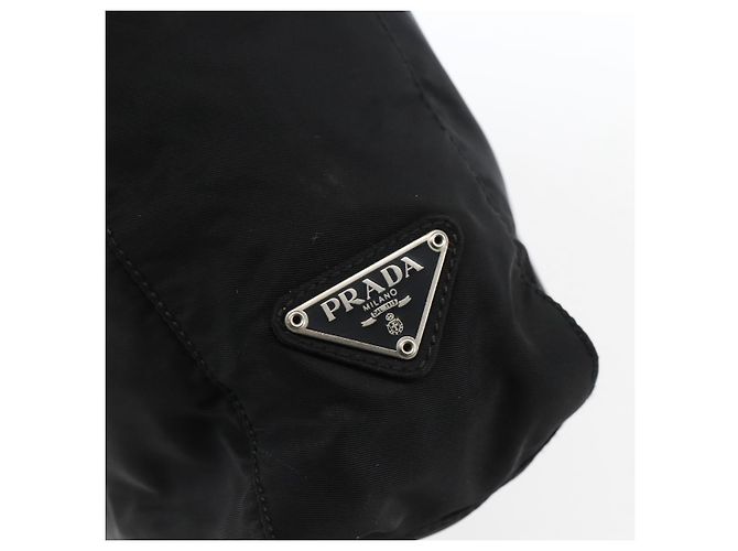 Borsa Tote PRADA Nylon Nero Argento Auth 170248 - vista 18
