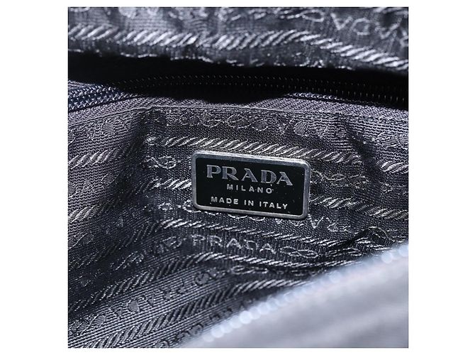 Borsa Tote PRADA Nylon Nero Argento Auth 170248 - vista 19