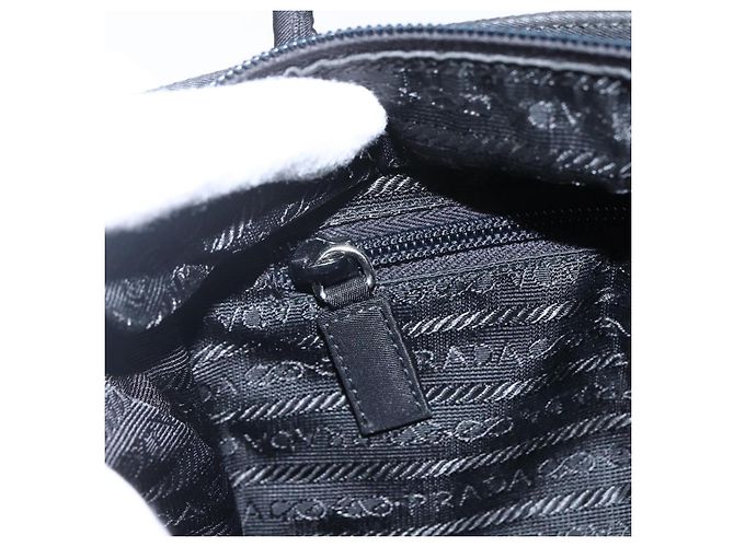 Borsa Tote PRADA Nylon Nero Argento Auth 170248 - vista 20