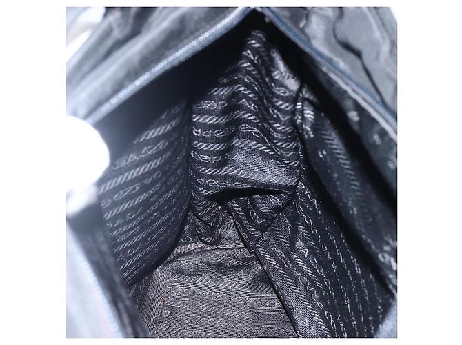 Borsa Tote PRADA Nylon Nero Argento Auth 170248 - vista 22