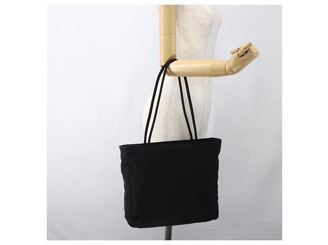 Borsa Tote PRADA Nylon Nero Argento Auth 170248 - vista 24