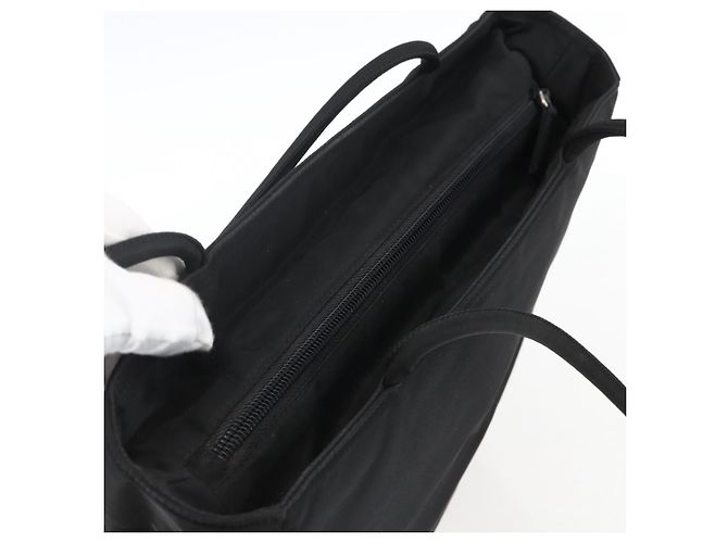 Borsa Tote PRADA Nylon Nero Argento Auth 170248 - vista 6