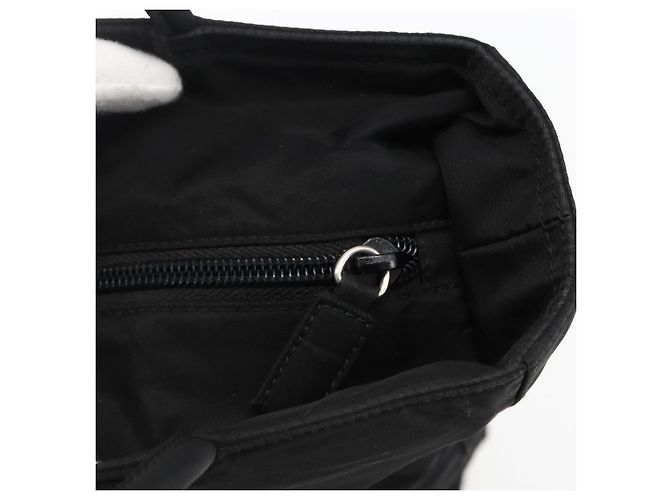 Borsa Tote PRADA Nylon Nero Argento Auth 170248 - vista 9