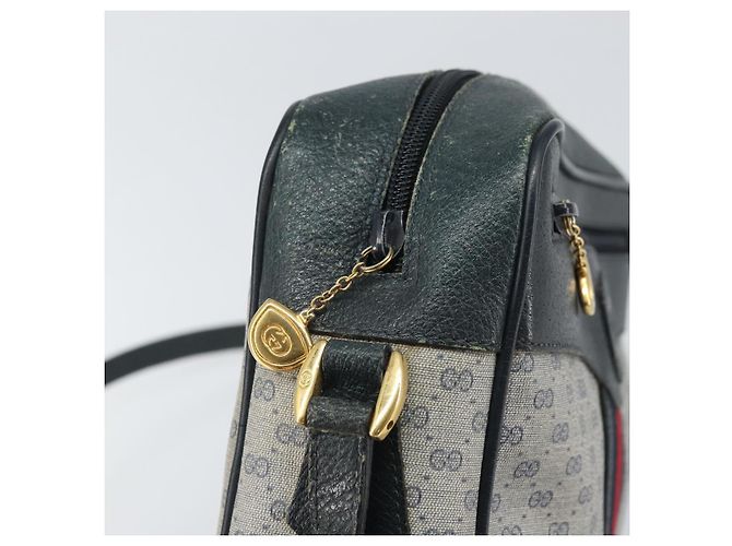 Gucci Borsa Sherry Line Micro GG Supreme in PVC Navy Gold 001 56 0852 Auth am10608 D'oro Blu navy - vista 10
