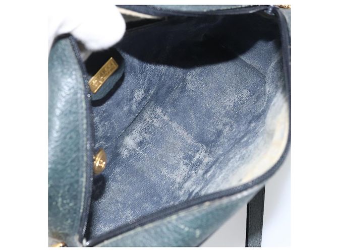 Gucci Borsa Sherry Line Micro GG Supreme in PVC Navy Gold 001 56 0852 Auth am10608 D'oro Blu navy - vista 11