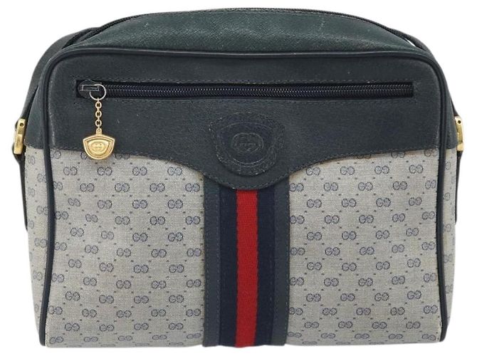 Gucci Borsa Sherry Line Micro GG Supreme in PVC Navy Gold 001 56 0852 Auth am10608 D'oro Blu navy - vista 13