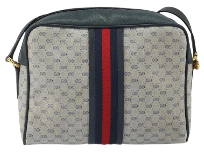 Gucci Borsa Sherry Line Micro GG Supreme in PVC Navy Gold 001 56 0852 Auth am10608 D'oro Blu navy - vista 2