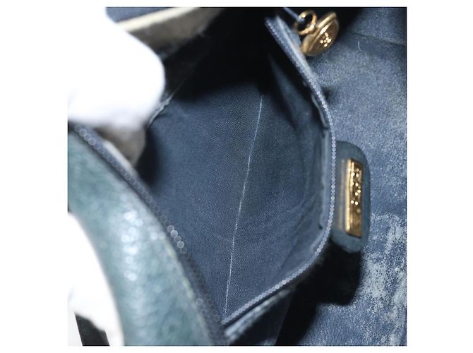 Gucci Borsa Sherry Line Micro GG Supreme in PVC Navy Gold 001 56 0852 Auth am10608 D'oro Blu navy - vista 22