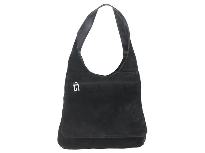 Borsa a Spalla GUCCI Camoscio Nero Auth 165095 - vista 13