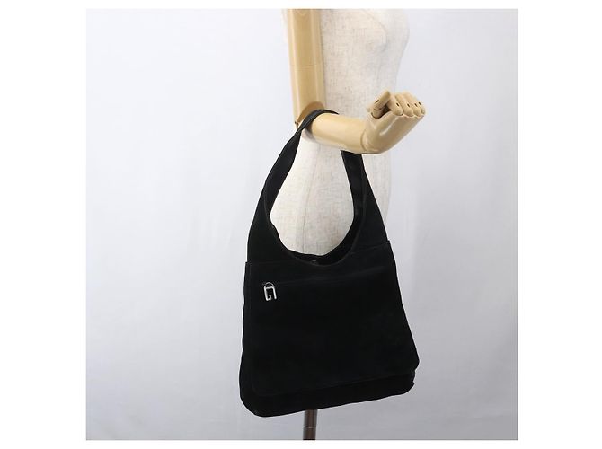 Borsa a Spalla GUCCI Camoscio Nero Auth 165095 - vista 23