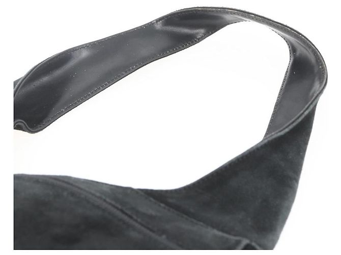 Borsa a Spalla GUCCI Camoscio Nero Auth 165095 - vista 8