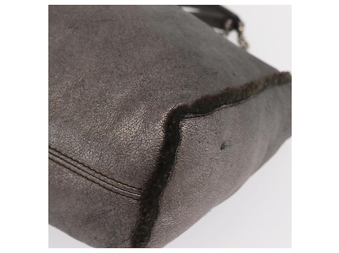 Bolsa de Mão Gancini Salvatore Ferragamo Mouton Cinza Auth 169029 Marrom - vista 14