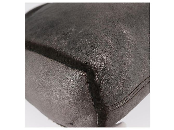 Bolsa de Mão Gancini Salvatore Ferragamo Mouton Cinza Auth 169029 Marrom - vista 15