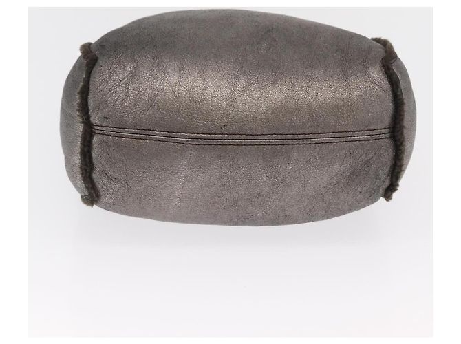 Bolsa de Mão Gancini Salvatore Ferragamo Mouton Cinza Auth 169029 Marrom - vista 5
