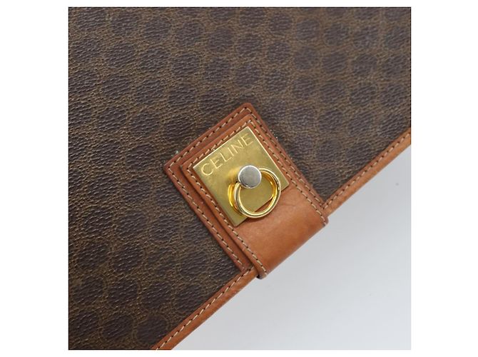 Céline Borsa a spalla in tela Macadam CELINE in pelle PVC marrone oro Auth 170628 D'oro - vista 17