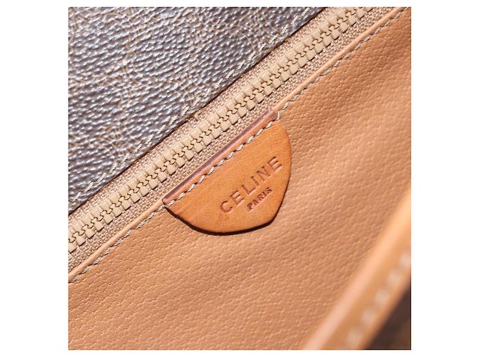 Céline Borsa a spalla in tela Macadam CELINE in pelle PVC marrone oro Auth 170628 D'oro - vista 19