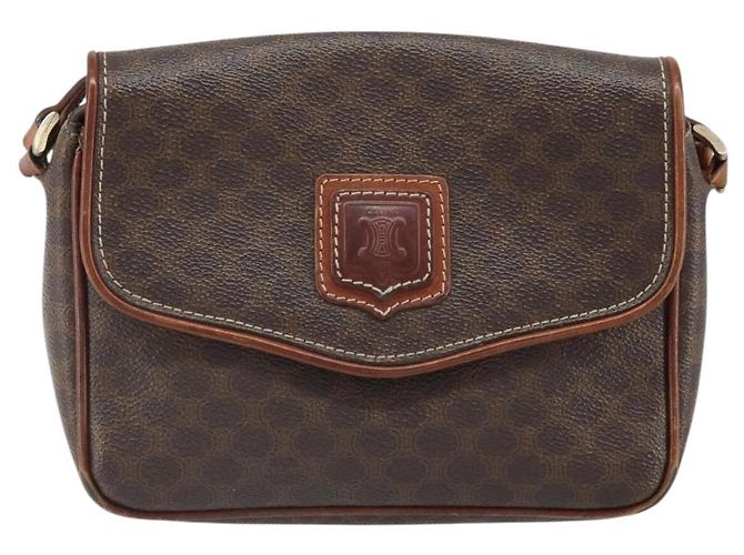Céline Borsa a Spalla in Tela Macadam CELINE in Pelle PVC Marrone Oro Auth BA9922 D'oro - vista 13