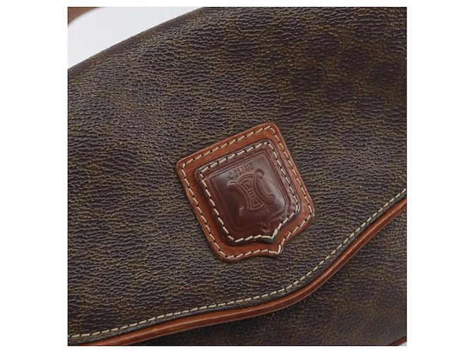 Céline Borsa a Spalla in Tela Macadam CELINE in Pelle PVC Marrone Oro Auth BA9922 D'oro - vista 18