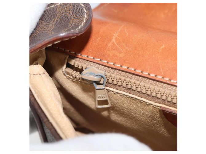 Céline Borsa a Spalla in Tela Macadam CELINE in Pelle PVC Marrone Oro Auth BA9922 D'oro - vista 22